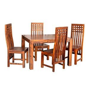 Handmade Pure Sheesham Wood Classic Look 4 Seater Dining Table Set