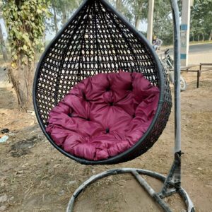 SereneLife Hanging Egg Indoor Outdoor Chair with Stand, Steel Frame