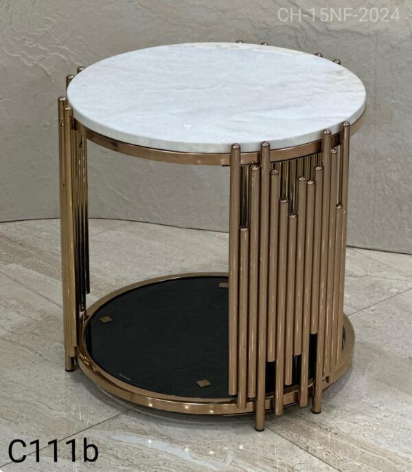 Artis Metal End Table In White & Golden Finish