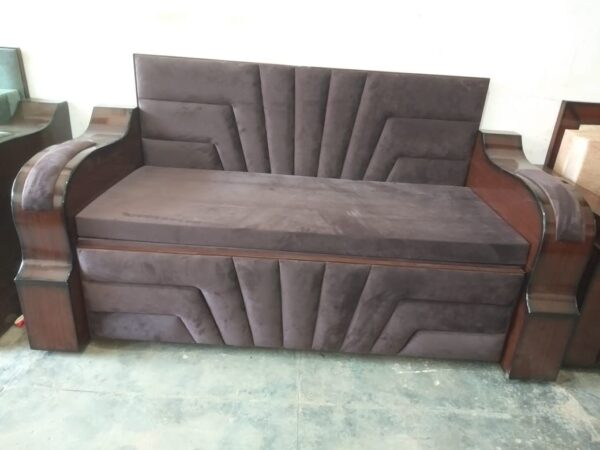 3 seater teak wood sofa cum bed, with storage