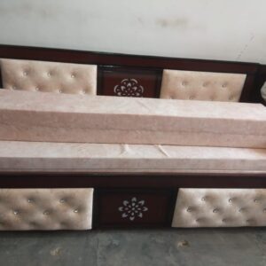 3 seater teak wood sofa cum bed, with storage