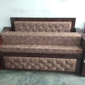 3 seater teak wood sofa cum bed, with storage