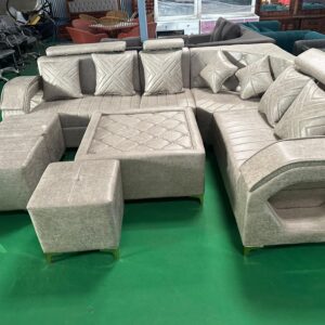 L Shape 7 Seater Fabric Sofa Set With Centre Table, Living Room